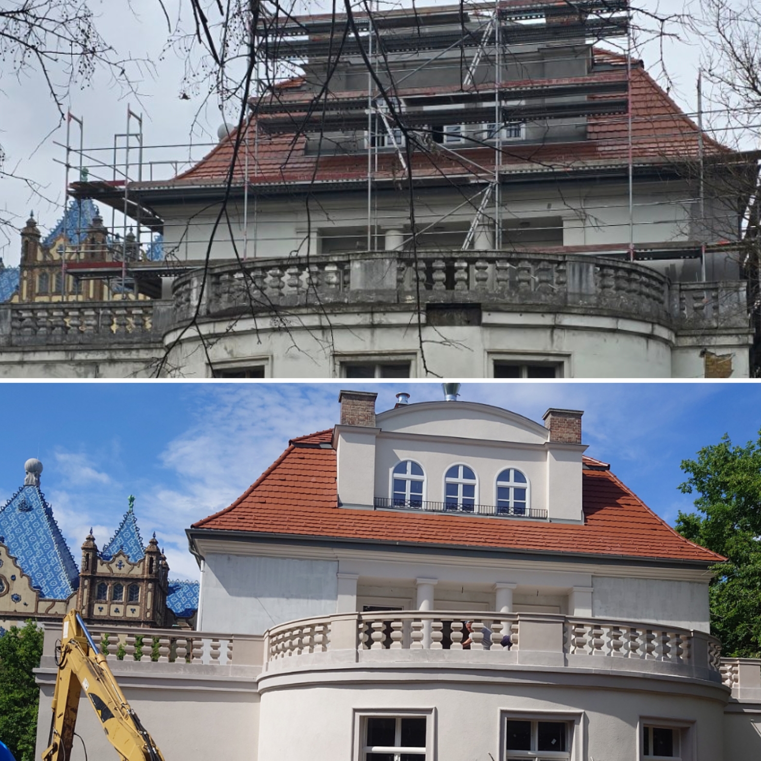 Bp. Stefánia út, régi műkő korlát helyreállítása 